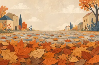 Golden Autumn Leaves Background with Text Space