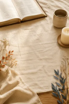 Warm Cream Linen Tabletop Still Life