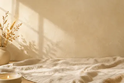 Warm Cream Linen Tabletop Background