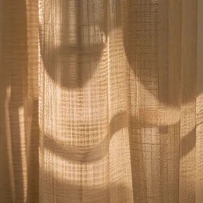 Warm Beige Sheer Curtain Texture