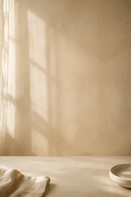 Warm Beige Limewash Background with Cream Table