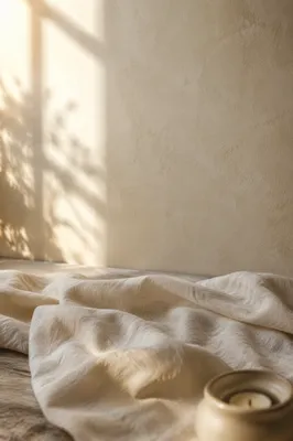 Warm Cream Linen Tabletop Background