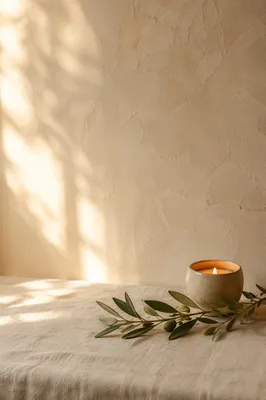 Warm Cream Tabletop with Olive Branch