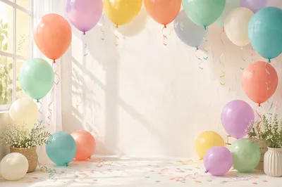 Colorful Birthday Balloons Celebration Background