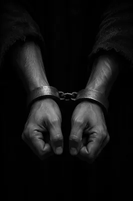 Restrained Hands on Deep Black Background