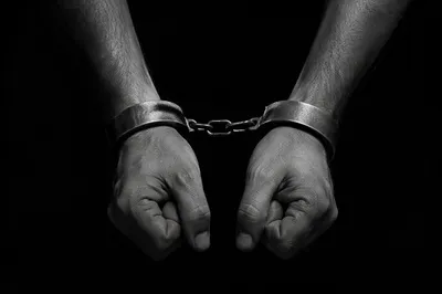 Restrained Hands on Solid Black Background