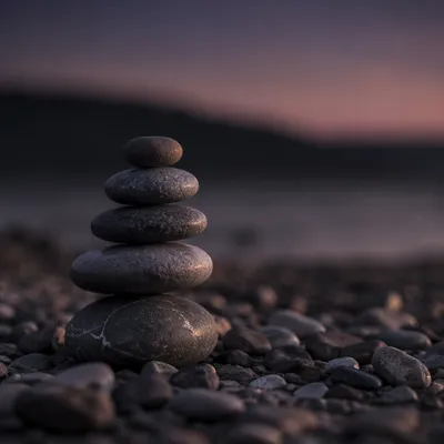 Twilight Stone Cairn on Dark Background