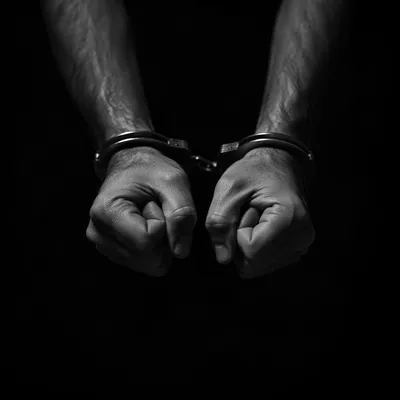 Restrained Hands on Solid Black Background
