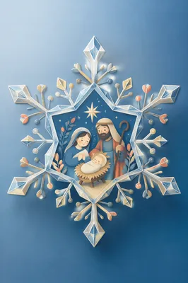 Central Ice Crystal on Smooth Blue Gradient