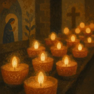 Warm Candle Bokeh Chapel Background