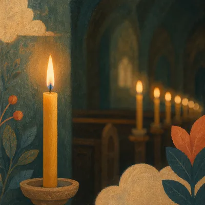 Warm Chapel Candle Bokeh Background