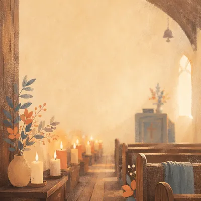 Warm Blurred Chapel Candlelight Background