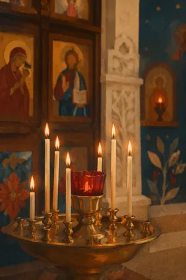 Warm Chapel Candles with Soft Bokeh