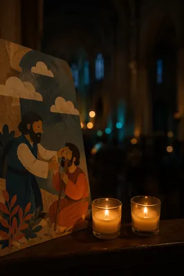 Warm Candlelit Chapel Bokeh Background