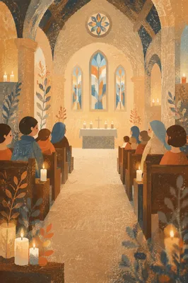Warm Blurred Chapel Candles Background