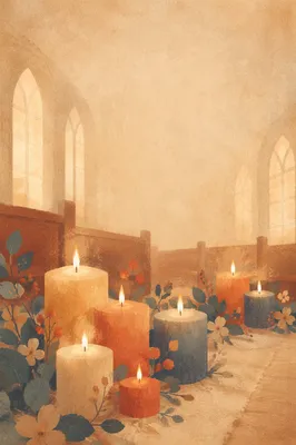 Warm Candlelit Chapel Bokeh Background
