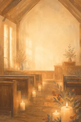 Warm Blurred Chapel Candles Background