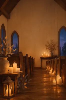 Warm Candlelit Chapel Bokeh Background