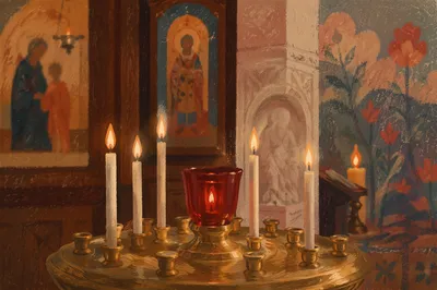Warm Chapel Candles with Soft Bokeh