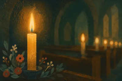 Warm Chapel Candle Bokeh Background