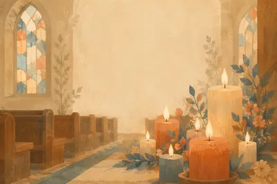 Warm Candlelit Chapel Bokeh Background