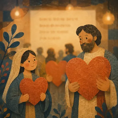 Hanging Wooden Hearts with Warm Bokeh