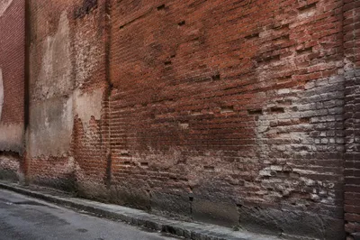 Weathered Red Brick Wall Urban Background