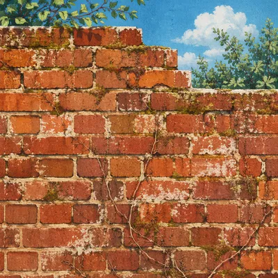 Weathered Red Brick Garden Wall Background