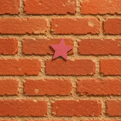 Aged Red Brick Wall with Magenta Star