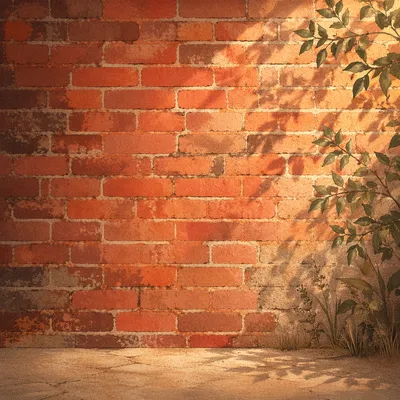 Aged Red Brick Wall Close-Up