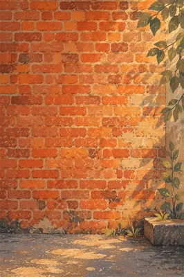 Aged Red Brick Wall in Morning Light