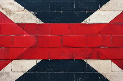 Red Geometric Painted Brick Wall Background