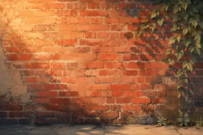 Aged Red Brick Wall Close Up