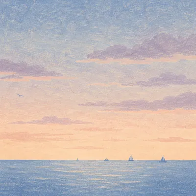 Calm Ocean Horizon Blue Gradient Background