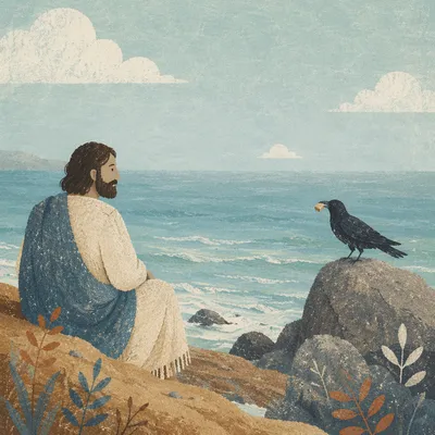 Calm Seabird by Ocean Horizon Background