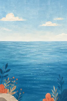 Calm Blue Ocean Horizon Background
