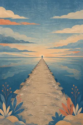Calm Ocean Horizon with Minimal Blue Gradient