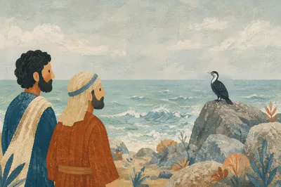 Calm Ocean Horizon with Solitary Seabird