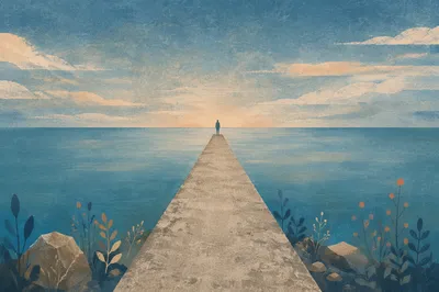 Calm Ocean Horizon Minimal Blue Background