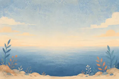 Calm Ocean Horizon Blue Gradient Background