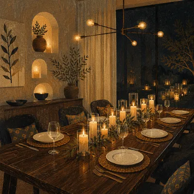 Warm Candlelit Table for Intimate Gathering