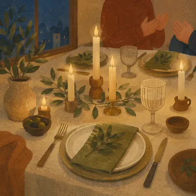 Warm Candlelit Dinner Table Background