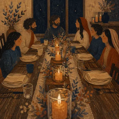 Candlelit Dinner Table Warm Gathering Background