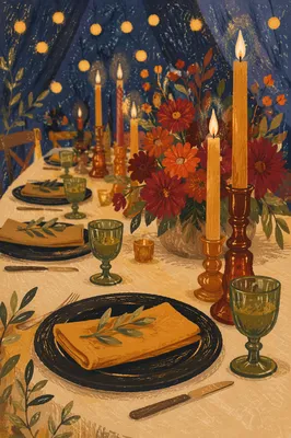 Warm Candlelit Table for Intimate Gathering