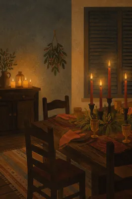 Warm Candlelit Rustic Table Gathering