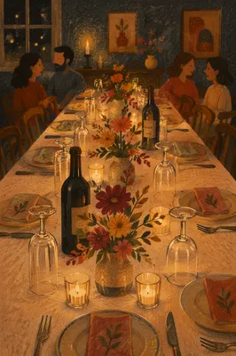 Warm Candlelit Dinner Table Background