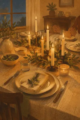 Warm Candlelit Dinner Table Background