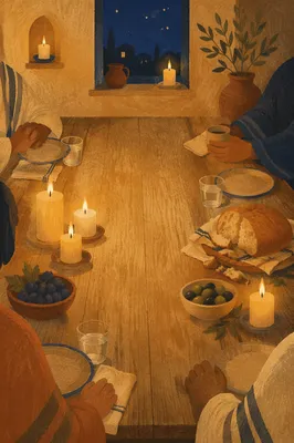 Warm Candlelit Fellowship Table Background