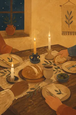 Warm Candlelit Christian Fellowship Table