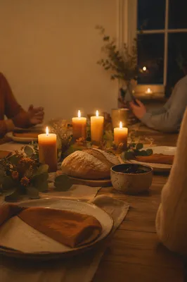 Candlelit Christian Fellowship Table Background